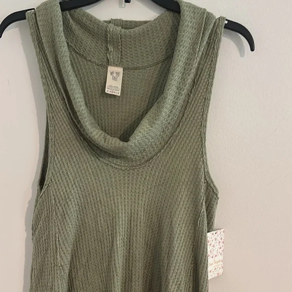 Free People Size S Sage Green Cowl Neck Oversized Tank Top - Picture 7 of 12